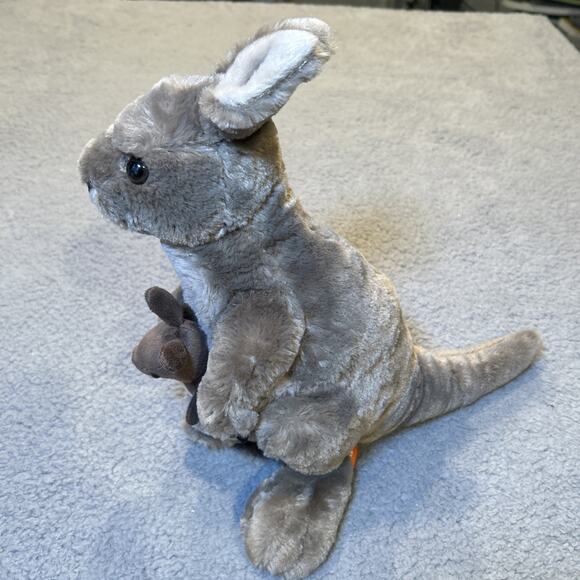 Wild Republic Kangaroo w/Joey Plush Gray Mom and Baby Stuffed Animal 13" - Picture 1 of 12